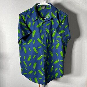 Rick And Morty Pickle Rick Short-Sleeved Woven Button-Up SZ Sm - DEADSTOCK